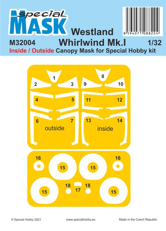SPCHB-100-M32004 Special Hobby 1/32 Westland Whirlwind Mk.I Inside/Outside MASK main product photo