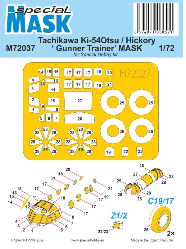 SPCHB-100-M72037 Special Mask 1/72 Tachikawa Ki-54 Otsu / Hickory Gunner Trainer Mask main product photo