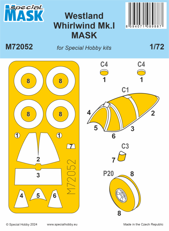 SPCHB-100-M72052 Special Hobby 1/72 Westland Whirlwind Mk.I MASK for Special Hobby Kits main product photo