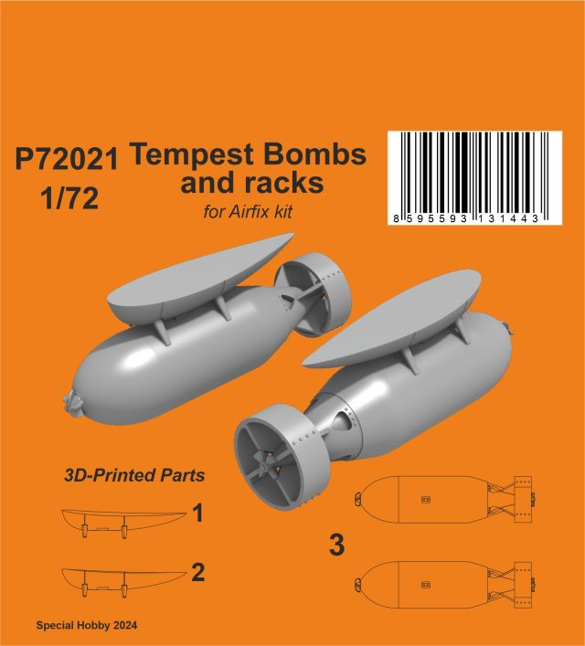 SPCHB-129-P72021 CMK 1/72 3D Printed Tempest 500 lb Bombs and racks for Airfix kit main product photo