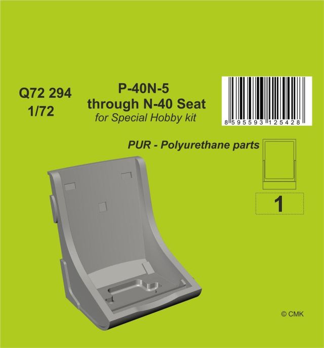 SPCHB-129-Q72294 CMK 1/72 P-40N-5 through N-40 Seat for Special Hobby kits main product photo