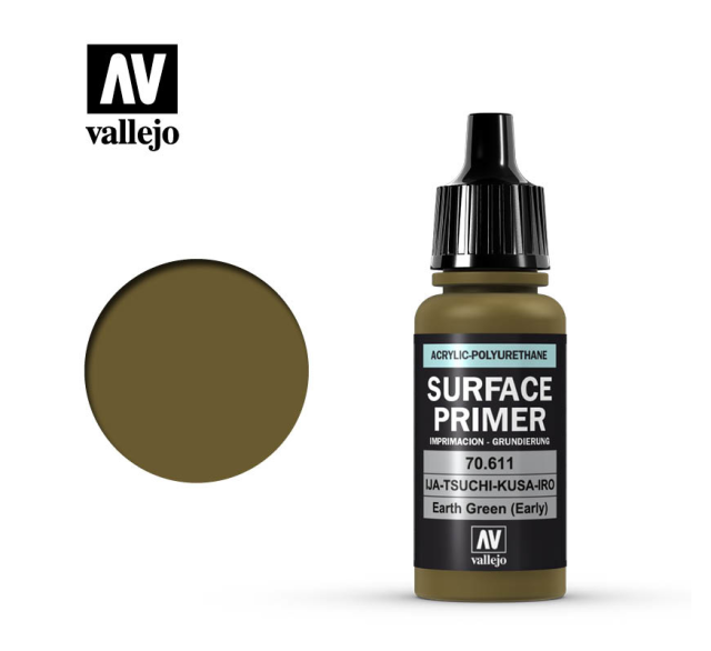VAL70611 Acrylicos Vallejo Auxiliary Products: IJA-Tsuchi-Kusa-IRO Earth Green (early) Primer (18 ml) main product photo