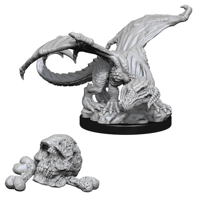 WZK73850 Wizkids/NECA Dungeons & Dragons: Nolzur's Marvelous Minis: Black Dragon Wyrmling W10 (Unpainted) main product photo