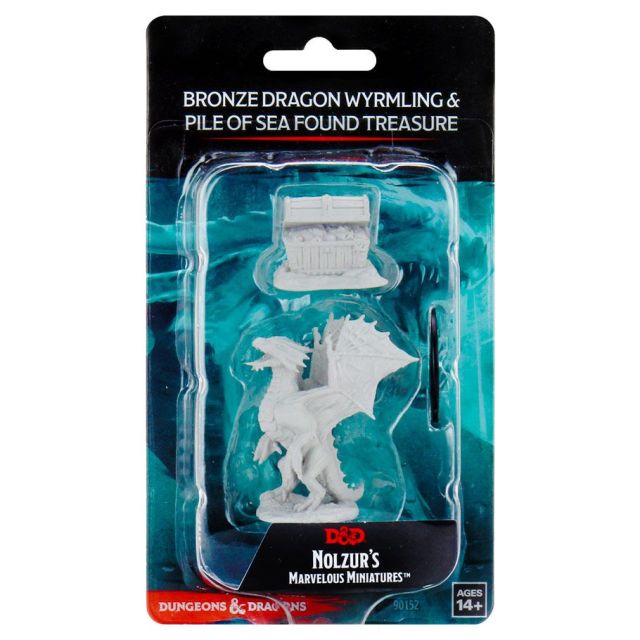 WZK90152 Wizkids/NECA Dungeons & Dragons: Nolzur's Marvelous Minis: Bronze Dragon Wyrmling & Treasure W13 (Unpainted) main product photo