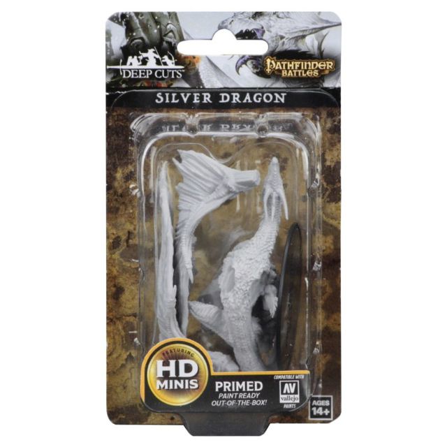 WZK90192 Wizkids/NECA Pathfinder: Deep Cuts Minis: Silver Dragon W12.5 (Unpainted) main product photo