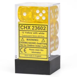 CHX23602 Chessex Manufacturing Translucent: 16mm D6 Yellow (12)