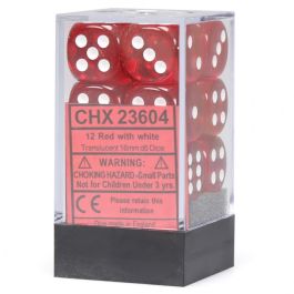 CHX23604 Chessex Manufacturing Translucent: 16mm D6 Red (12)
