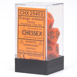 CHX25403 Chessex Manufacturing Opaque: Poly Set Orange/Black (7)