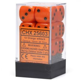 CHX25603 Chessex Manufacturing Opaque: 16mm D6 Orange/Black (12)
