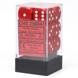 CHX25604 Chessex Manufacturing Opaque: 16mm D6 Red/White (12)