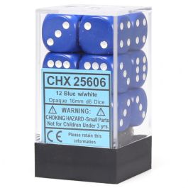 CHX25606 Chessex Manufacturing Opaque: 16mm D6 Blue/White (12)