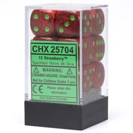 CHX25704 Chessex Manufacturing Speckled: 16mm D6 Strawberry (12)