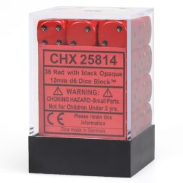 CHX25814 Chessex Manufacturing Opaque: 12mm D6 Red/Black (36)