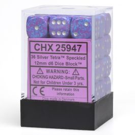 CHX25947 Chessex Manufacturing Dm3 Speckled 12mm D6 Silver Tetra (36)