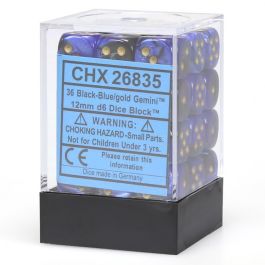 CHX26835 Chessex Manufacturing Gemini 3: 12mm D6 Black Blue Gold/Black (36)