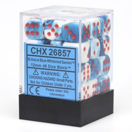 CHX26857 Chessex Manufacturing Gemini 7: 12mm D6 Astral Blue/White/Red (36)