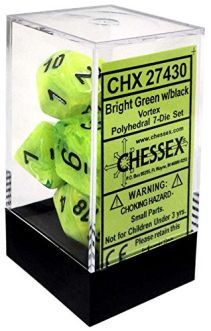 CHX27430 Chessex Manufacturing Vortex: Poly Bright Green/Black (7)