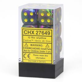 CHX27649 Chessex Manufacturing Dm8 16mm D6 Festive Rio/Yellow (12)