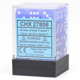 CHX27806 Chessex Manufacturing Frosted: 12mm D6 Blue/White (36)