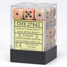 CHX27842 Chessex Manufacturing Dm4 Festive 12mm D6 Circus/Black (36)