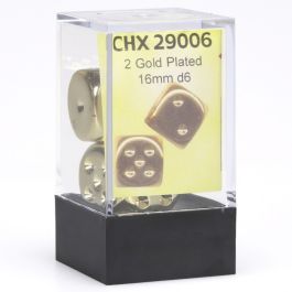 CHX29006 Chessex Manufacturing Pair of Gold-plated 16mm D6 With Pips