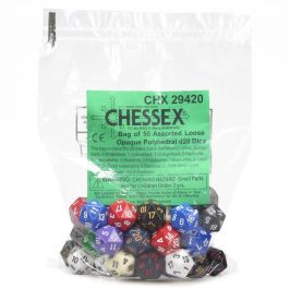 CHX29420 Chessex Manufacturing Opaque: D20 Poly Assorted Bag of Dice (50)