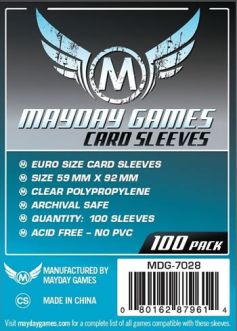 MDG7028 Mayday Games Inc Sleeves: Euro Card Sleeves 59mm x 92mm (100)