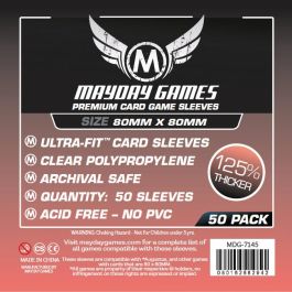 MDG7145 Mayday Games Inc Sleeves: Premium Medium Square Card Sleeves 80mm x 80mm (50)