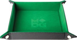 Velvet Folding Dice Tray with Leather Backing: 10`x10` Green