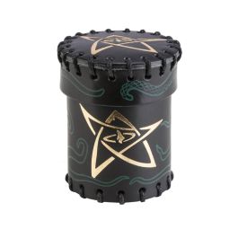 QWSCCTH104 Q-Workshop Call of Cthulhu Dice Cup Black/Green with Gold Leather