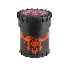 QWSCFDR101 Q-Workshop Dice Cup: Flying Dragon Black/Red Leather