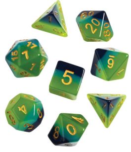 RPG Dice Set (7): Green , Blue Translucent