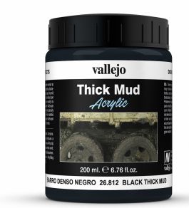 VAL26812 Vallejo Weathering Effects: Black Thick Mud (200ml)