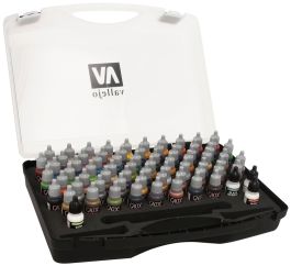 VAL72872 Vallejo Game Air Set: Plastic Case with 47 Colors (47 Colors plus 8 Primers and 5 Auxillary Products)