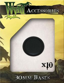 WYR0017 Wyrd Miniatures Malifaux: 30mm Black Round Plastic Bases (10)