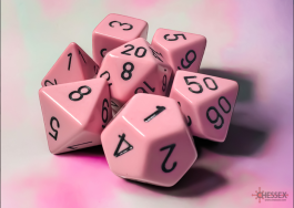 Opaque Polyhedral Pastel Pink/black 7-Die Set
