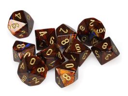 Scarab: Poly D10 Blue/Blood/Gold (10)