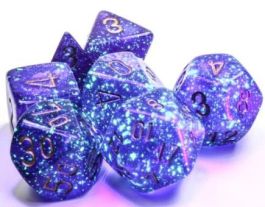 Borealis: Polyhedral Royal Purple/gold Luminary 7-Die Set