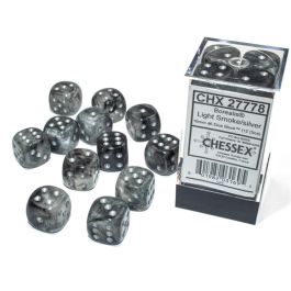 Borealis: 16mm d6 Light Smoke/silver Luminary Dice Block (12 dice)