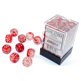 Nebula: 12mm d6 Red/silver Luminary Dice Block (36 dice)