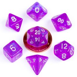 Dice:7-Set Mini Stardust Purple/Silver