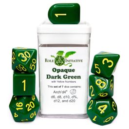 Dice:7-Set Opaque Dark Green/Yellow