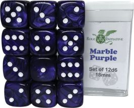 D6 Dice Set: Marble Purple - Set of 12d6 (18mm)