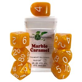 Dice:7-Set Marble Caramel
