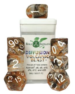 Polyhedral Dice: Diffusion Volcanic Blast - Set of 7