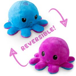 BIG Reversible Octopus Plushie: Happy Purple and Angry Blue