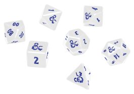 Dungeons and Dragons RPG: Icewind Dale - Heavy Metal - Poly White and Blue Dice Set (7)