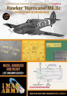 1ManArmy 1/24 Hawker 'Hurricane' Mk.IIc High Definition Mask for Trumpter