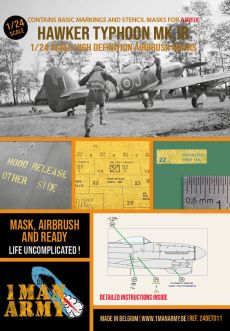 1ManArmy 1/24 Hawker Typhoon Mk.IB (Airfix A19002) Airbrush Paint Mask