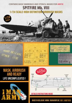 1ManArmy 1/24 Supermarine Spitfire Mk. VIII High Definition Mask for Airfix